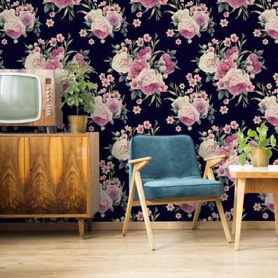 VLIES TAPETE Designtapete Blumen Rosen Blaetter Natur Pflanzen XXL 3050