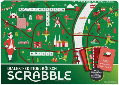 Mattel - Scrabble - Dialekt-Edition: Kölsch Brettspiel Gesellschaftsspiel Köln