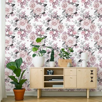 VLIES TAPETE Designtapete Blumen Rosen Blaetter Natur Pflanzen XXL 3348
