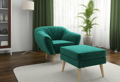 Relaxsessel VIKI mit / ohne Hocker Skandinavisch Ohrensessel Fernsehsessell
