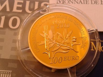 Original 100 euro 2010 PP Frankreich Säerin La Semeuse 17g 920er Gold - nur wenige Ex