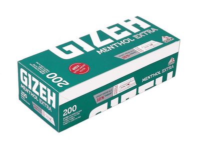 GIZEH Menthol Extra 200 Filterhülsen, extra-langer Filter, 200 Hülsen pro Box