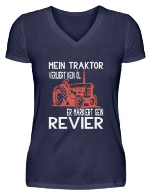 Mein Traktor Lustiges Landwirt Bauer - V-Neck Damenshirt