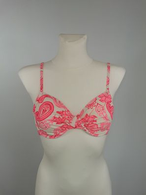 bpc bonprix Bügel Bikini Oberteil, creme/rot/rosa gemustert, Gr. 70B