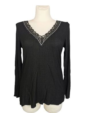 Amy Vermont Shirt mit Spitze, schwarz, Gr. 40