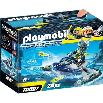Playmobil 70007 Team Shark Rocket Rafter Top Agents schwimmendes Boot Spielzeug