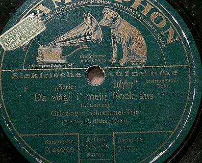 Schrammel-Trio "Da ziag´ i´ meinen Rock aus / Weana Humor" Grammophon 1928 10"