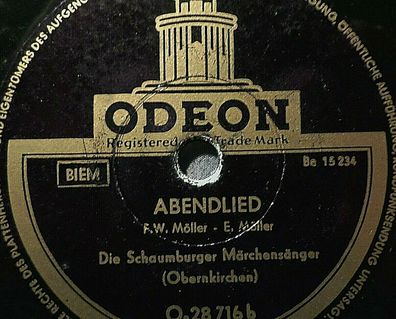 Schaumburger Märchensänger "Abendlied / Der Fröhliche Wanderer " Odeon 78rpm 10"