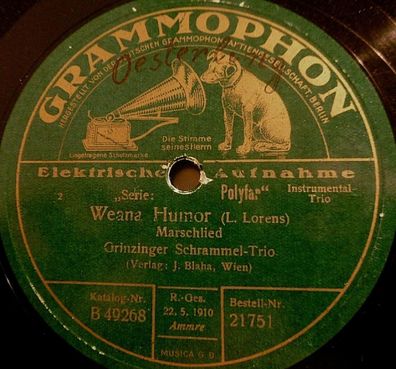 Schrammel-Trio "Da ziag i´ mein Rock aus / Weana Humor" Grammophon 1927 10"