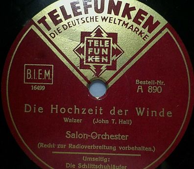 SALON-ORCHESTER "Die Schlittschuhläufer / Die Hochzeit der Winde" Telefunken 1932