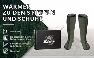 3Kamido® Filz Stiefel Socken Innenstiefel für Regenstiefel-Olivergün