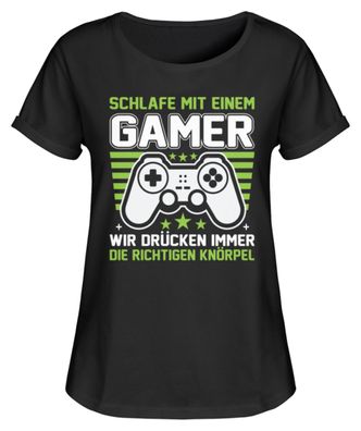 Schlafe MIT EINEM GAMER WIR Drücken - Women Rollup Shirt-38QVB3T5