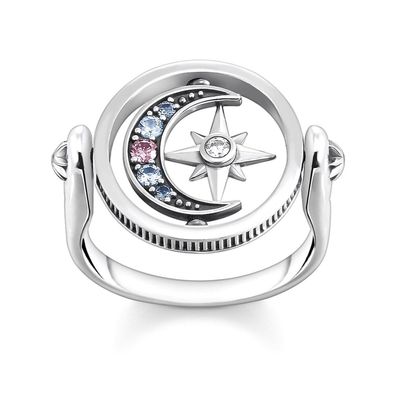 Thomas Sabo Schmuck Ring für Damen Royalty Stern & Mond Silber TR2377-945-7