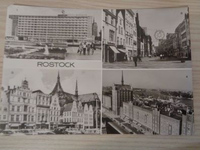 5748 Postkarte, Ansichtskarte-Rostock-Interhotel Warnow, Kröpeliner Str, Marienkirche
