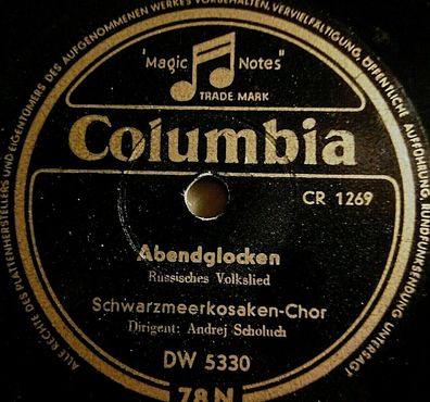Schwarzmeerkosaken-Chor "Einsam klingt das Glöckchen / Abendglocken" Columbia