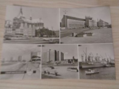 5775 Postkarte, Ansichtskarte- Gruß aus Rostock-Ernst Thälmann Platz, Überseehafen,