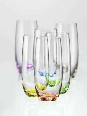 Longdrinks Wassergläser Rainbow Saftglas 350 ml mehrfarbig 6er Set