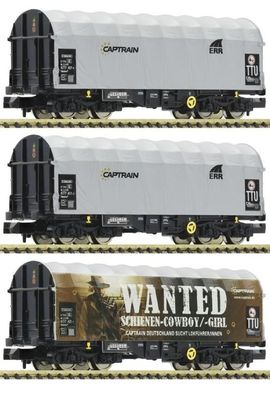 Fleischmann 837932 Set 3 teilig Schiebeplanenwagen Captrain