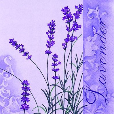 20 Servietten, Der Duft von Lavendel, Künstler Motiv mit Lavendel 33x33 cm