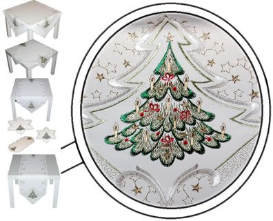 Plauener Spitze Tischdecke Tischläufer Deckchen Weihnachten Stickerei Tannenbaum
