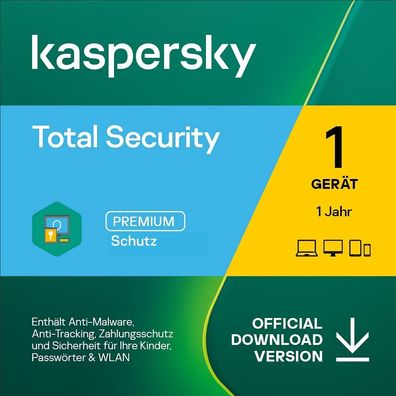Kaspersky Total Security 1, 3, 5 oder 10 PC - 1 Jahr 2024 Multi Lizenzschlüssel ESD