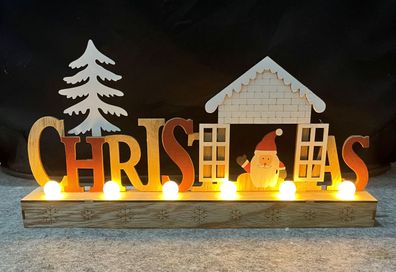 LED Holz Schriftzug - 40cm - Weihnachts Deko Tisch Fenster Aufsteller beleuchtet
