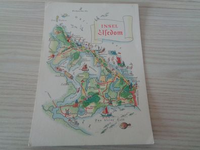 5830 Postkarte, Ansichtskarte -Insel Usedom -Übersichtskarte