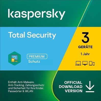 Kaspersky Total Security 2024 3 PC Geräte - 1 Jahr Sofortversand per Email