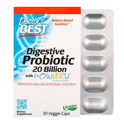 Doctor's Best, Verdauungsförderndes Probiotikum mit Howaru, 20 Milliarden KBE, 30 Veg