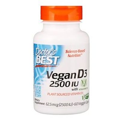 Doctor's Best, Vegan D3 mit Vitashine D3, 2.500 IE, 60 veg. Kapseln