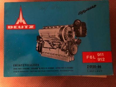 Original Ersatzteilliste Deutz Motor F6L 911 F6L 912 Z0150-66 Luftgekühlt
