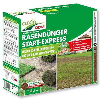 CUXIN DCM Rasendünger Start Express 3 kg Rollrasen und Rasenaussaat