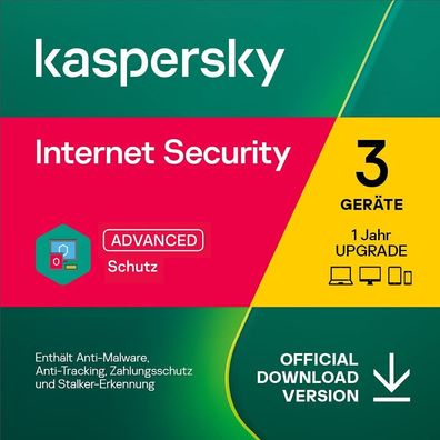 Kaspersky Internet Security Upgrade 3 Gerät 1 Jahr, Download 2023-2024