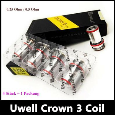 Uwell Crown 3 Coils Parallel Heads 0.25 Ohm / 0.4 Ohm / 0.5 Ohm Verdampfer 4 Stk
