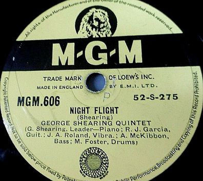 T. KING & George Shearing Quintett "Love / Night Flight" MGM 1953 78rpm 10"
