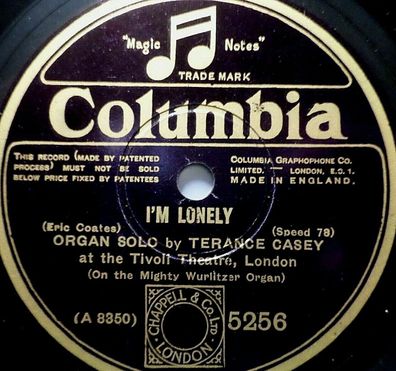 Terance CASEY "Bird Songs At Eventide / I´m Lonely" Columbia 1929 78rpm 10"