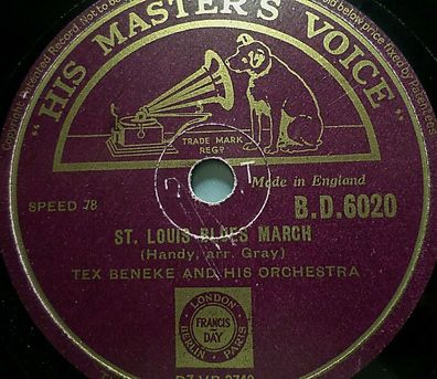 TEX BENEKE "St. Louis Blues (March) / Cherokee Canyon" HMV 1948 78rpm 10"
