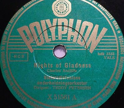 Teddy Petersen "Nights of Gladness / Petersborger Slædefart" Polyphon 78rpm 10"