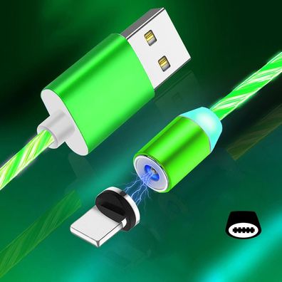 Cyoo Flow Light Magnet USB Typ C auf USB-A Kabel 1m - Grün