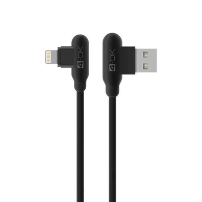 4-OK Loove T-Type Cable USB 2.4 A auf Lightning Lade-/ Datenkabel 1,5m - Schwarz
