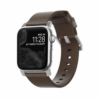 Nomad Strap Modern Leather für Apple Watch 38/40 mm - Silber Connector / Braun