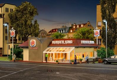 Vollmer 43632 H0 Burger King Schnellrestaurant mit Innen-einrichtung und L