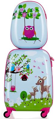 2tlg Kinderkoffer + Rucksack, Kindertrolley aus Kunststoff, Kindergepäck, 12" + 16"