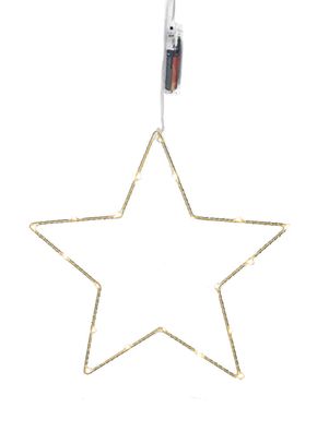 Beleuchteter Stern mit 20 LED - &Oslash; 29,5 cm gold - Weihnachts Stern Fenster Deko