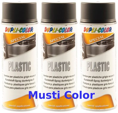 3x 400ml Dupli Color Lackspray Kunststoff Plastik Sprühdose Autolack Dunkelgrau 2