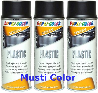 3x 400ml Dupli Color Lackspray Kunststoff Plastik Sprühdose Autolack Farbe Schwarz