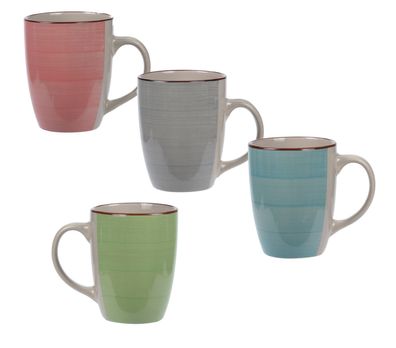 Kaffeetasse 275 ml bunt / creme - 4er Set - Porzellan Kaffee Becher Tasse farbig