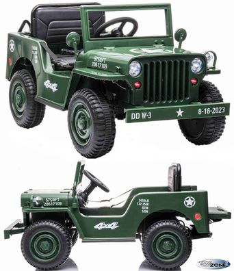 Kinderfahrzeug 12V Kinder Elektro Auto Geländewagen U.S. Army Militärfahrzeug grün