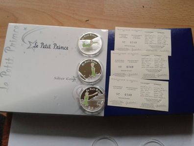 3 x 1,5 euro 2007 PP Frankreich Kleiner Prinz 3er Silber Set + Japan Umverpackung