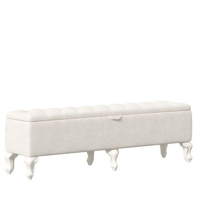 Barock Sitzbank Marquisa in Beige mit Stauraum ca. 150cm